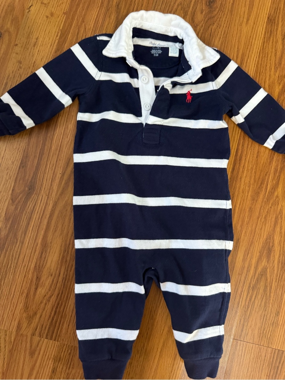 Baby Boys Striped Rugby Cotton Coverall Size- 6 month